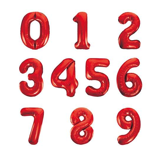 Red Helium Inflated Number Foil Balloon each